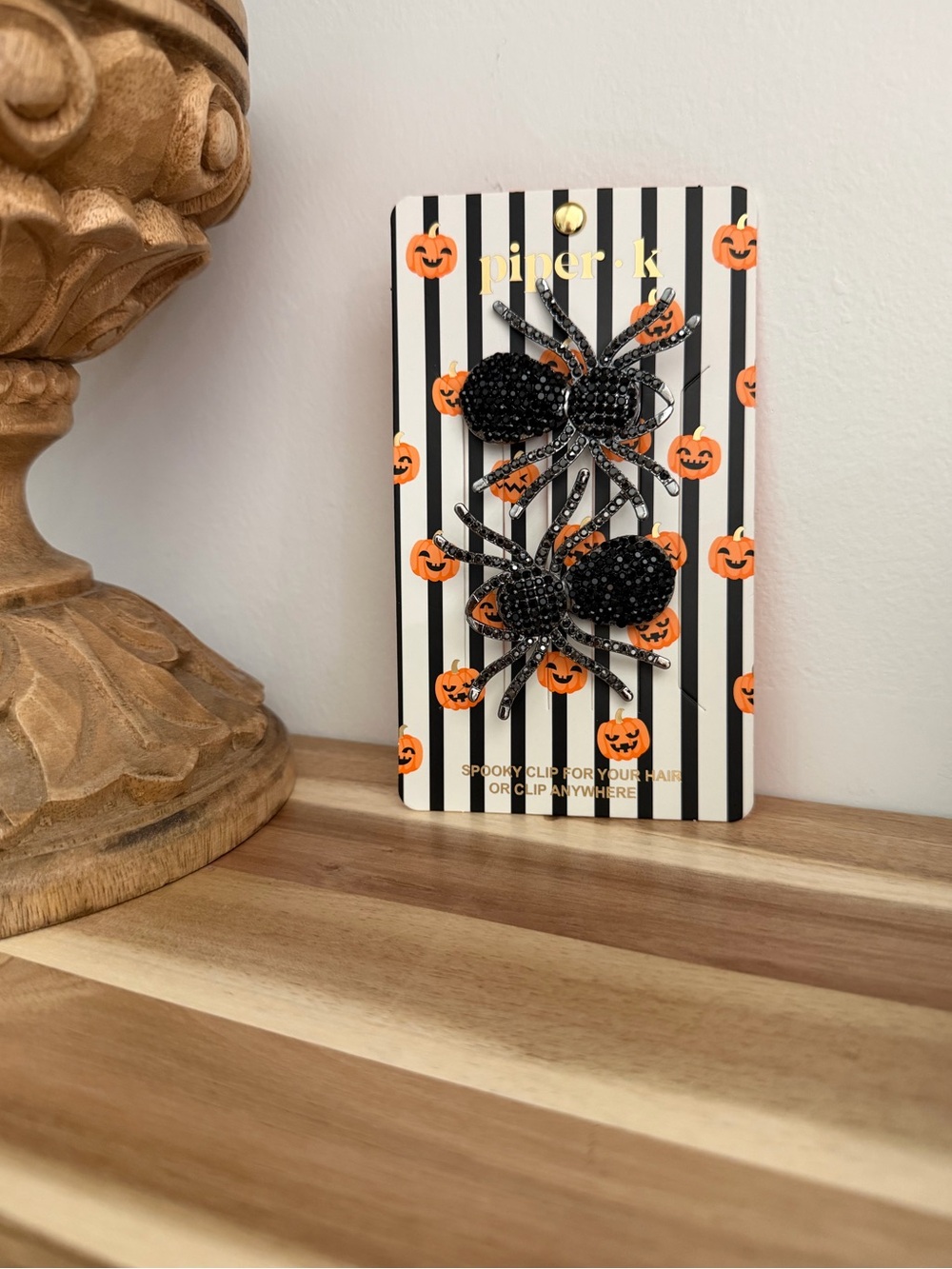 Piper K Black and Silver Sparkle Spider Clips - Set of 2